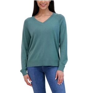 NEW Lucky Brand Ladies Green V-Neck Sweater  Size Medium